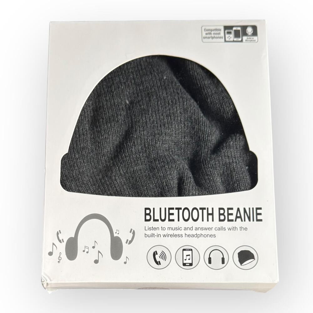 Bluetooth Beanie Knit Hat Gray with Built-In Wireless Headphones 10hrs Play Time